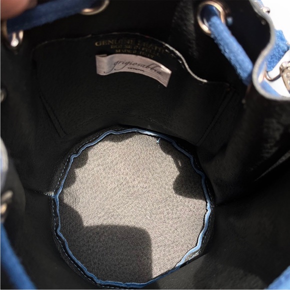 Borse In Pelle Genuine Italian Leather Bucket Purse Removable Strap Hobo Bag - Picture 10 of 16